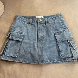Denim mini skort